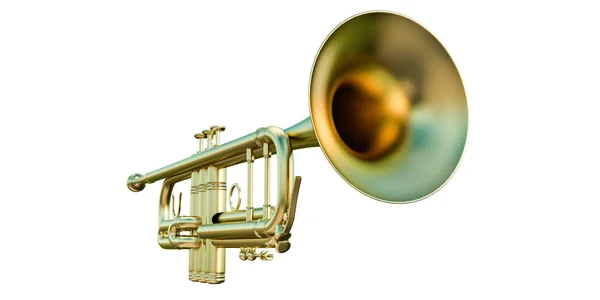 3D-Darstellung einer Trompete isoliert auf weißem Hintergrund — Stockfoto