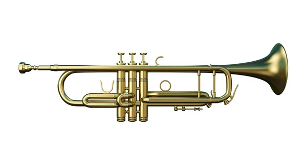3d illustration of a trumpet isolated on white background — Stock Photo, Image
