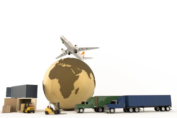 3D ilustracja światowego systemu transportu — Zdjęcie stockowe