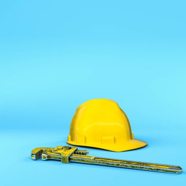 üzerinde mavi arka plan izole iş araçları 3D çizimi