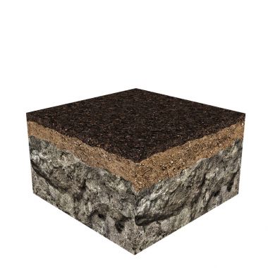 Beyaz arka plan üzerinde izole bir toprak dilim 3D çizimi