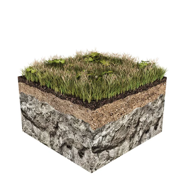 Ilustração 3d de uma fatia de solo isolada sobre fundo branco — Fotografia de Stock