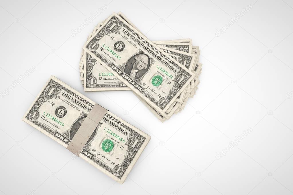 3d illustration of a dollar stack isolated on white background