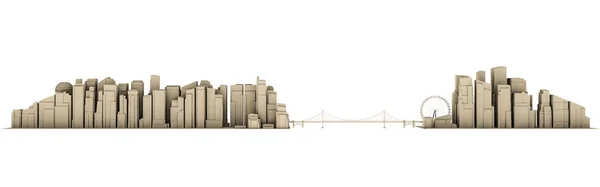 Ilustração 3d de uma cidade skyline isolado no fundo branco — Fotografia de Stock