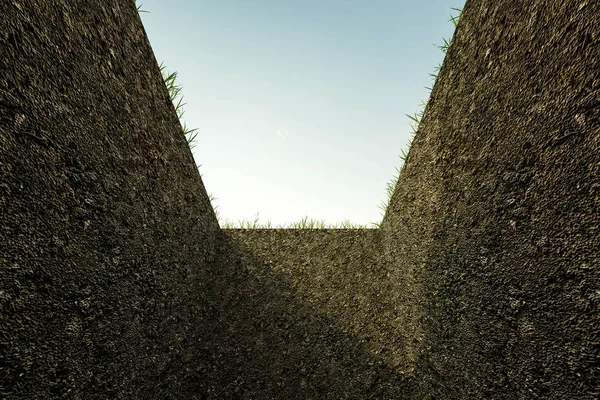 Трехмерная иллюстрация пустой могилы — стоковое фото