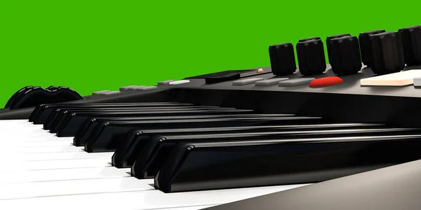 Ilustración 3d de un mini teclado aislado sobre fondo verde para recorte — Foto de Stock
