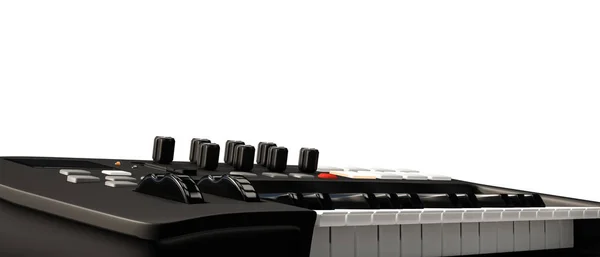 3D illustratie van een midi-keyboard geïsoleerd op witte achtergrond — Stockfoto