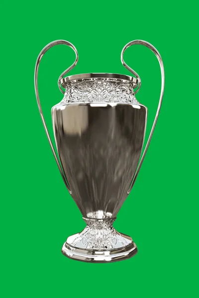 Ilustração 3d de um copo de futebol isolado no fundo verde para recorte — Fotografia de Stock