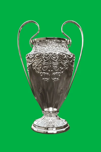 3d illustration of a soccer cup isolated on green background for cutout — Stock Photo, Image