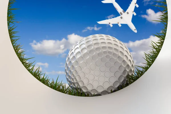 3d illustration of a golf ball that approaching hole — Stock Photo, Image