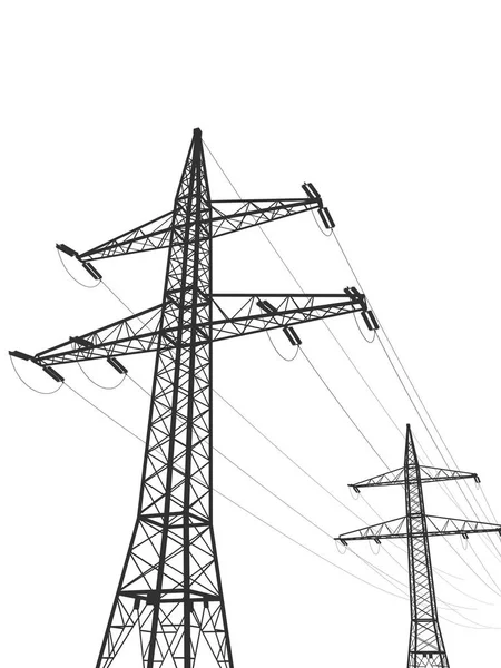 3d illustration of an electric pylons isolated on white background — Stock Photo, Image
