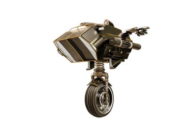 Beyaz arka plan üzerinde izole bir robot sentinel 3D çizimi
