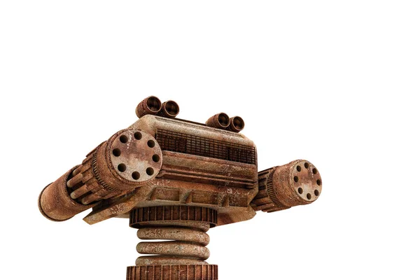 3d ilustración de un robot oxidado centinela aislado sobre fondo blanco —  Fotos de Stock
