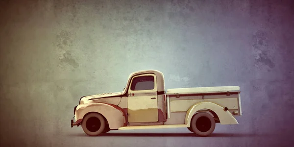 3d illustrazione di un vecchio pick-up isolato su sfondo grunge — Foto Stock