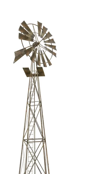 3d 在白色背景上的一个生锈的老风车的插图 — 图库照片