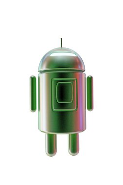 Beyaz arka plan üzerinde izole bir robot 3D çizimi