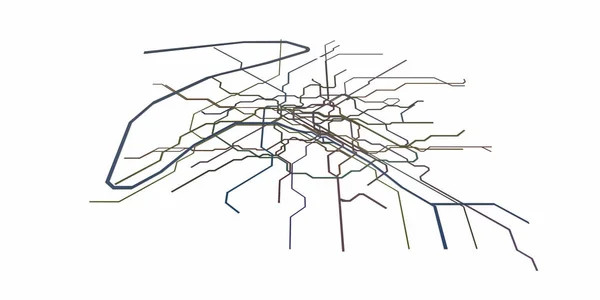 Illustration 3D de la carte du métro parisien isolée sur fond blanc — Photo