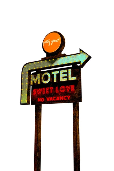 3d illustration of a motel sign vintage isolated on white background — Stock Photo, Image