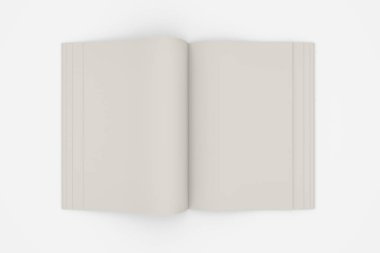 Beyaz arka plan üzerinde izole bir açık kitap 3D çizimi