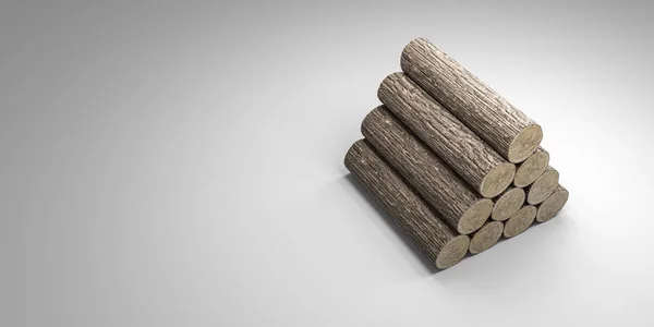 Ilustração 3d de madeira seção tronco isolado no fundo branco — Fotografia de Stock