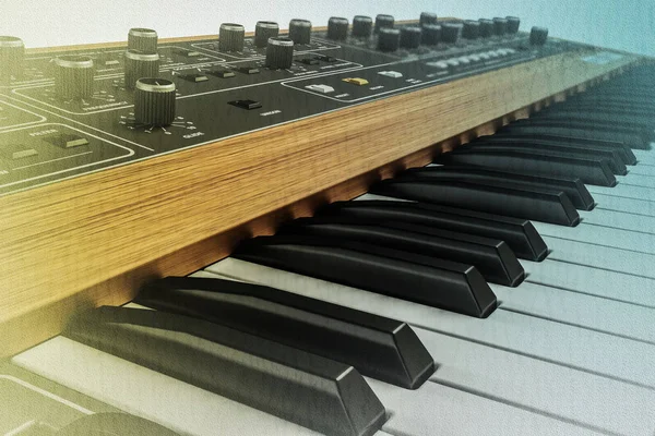 Ilustração 3d de um teclado musical vintage isolado no fundo branco — Fotografia de Stock