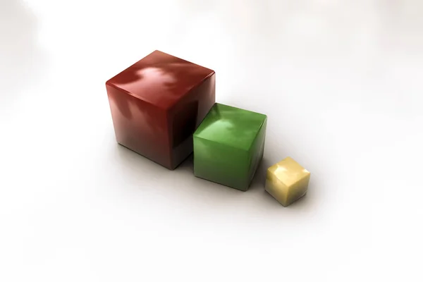 白い背景に分離された色付きの立方体の 3 d イラストレーション — ストック写真