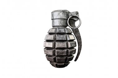 Beyaz arka plan üzerinde izole bir el bombası 3D çizimi