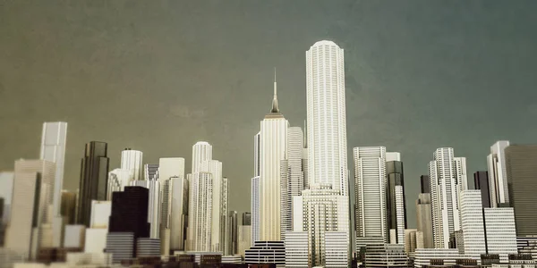 3d illustration of the downtown district with high skyscrapers — Stock Photo, Image