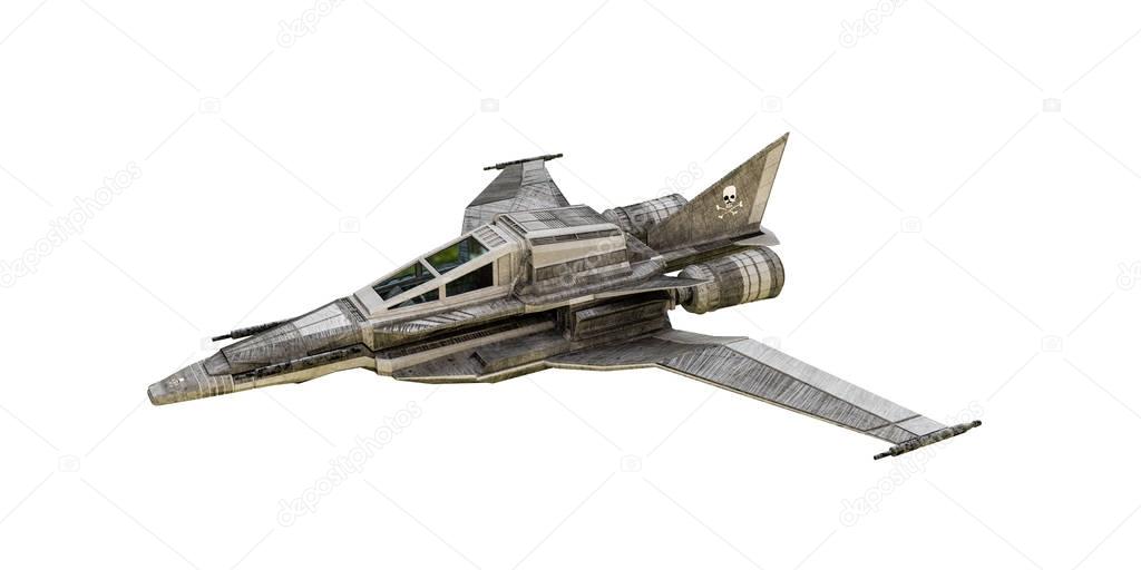 3d illustration of a spaceship fighter isolated on white background