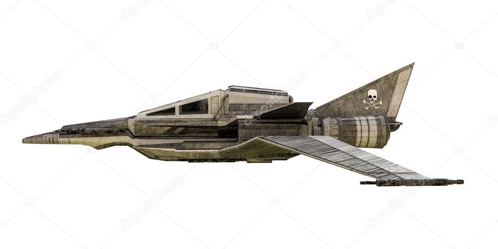 3d illustration of a spaceship fighter isolated on white background