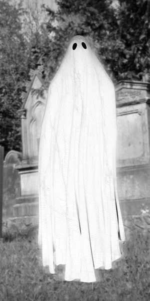 3d illustration of a ghost in old cemetery