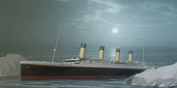 3d illustration of an old ocean liner 