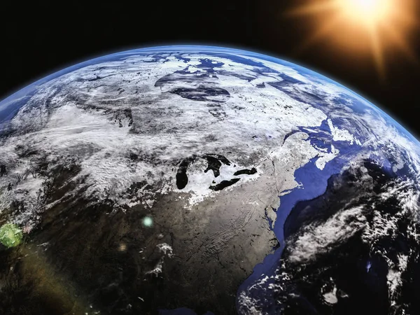 Planeet aarde gezien vanuit de ruimte 3d illustratie — Stockfoto