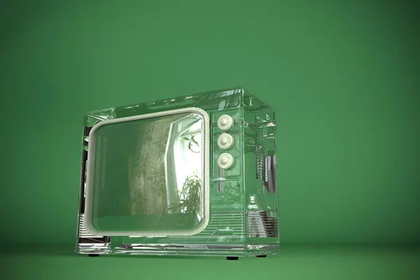 Vieille télévision isolée sur fond vert — Photo