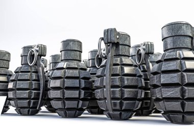 Beyaz arka plan üzerinde izole el bombası 