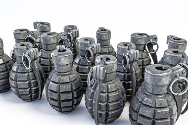 Beyaz arka plan üzerinde izole el bombası