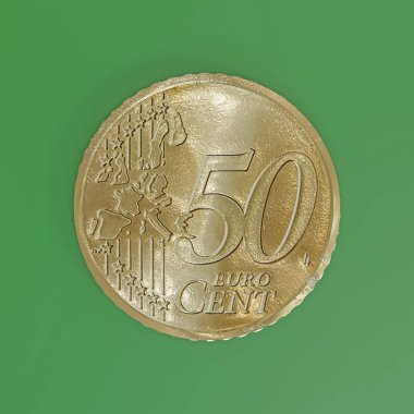 Avro parası yeşil zemin üzerinde izole edilmiş 3d illüstrasyon