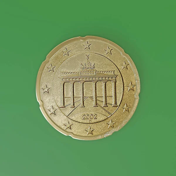 Euro Mince Izolované Zeleném Pozadí Ilustrace — Stock fotografie