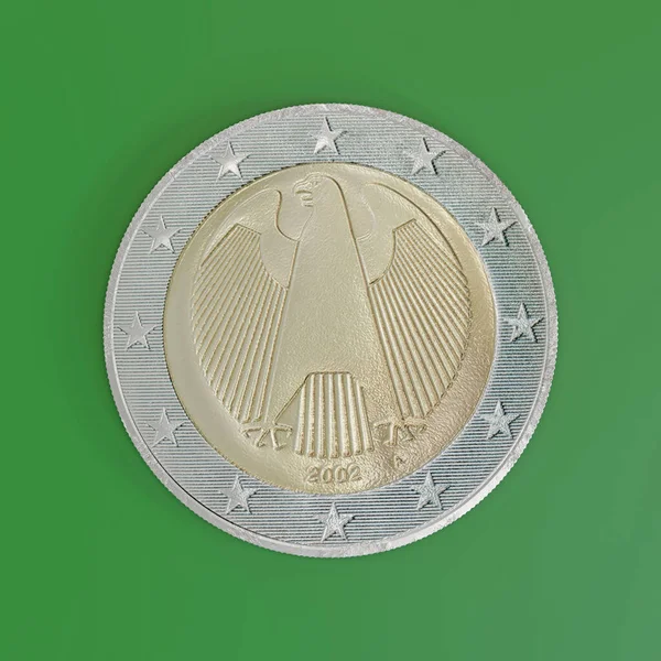 Monety Euro Izolowane Zielonym Tle Ilustracja — Zdjęcie stockowe