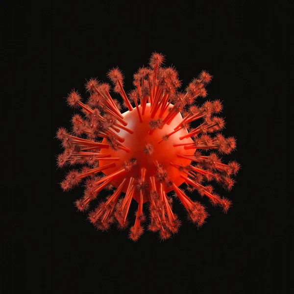 在黑色背景下分离出的Corona病毒3D说明 — 图库照片