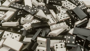 Masadaki domino taşlarının 3 boyutlu çizimi