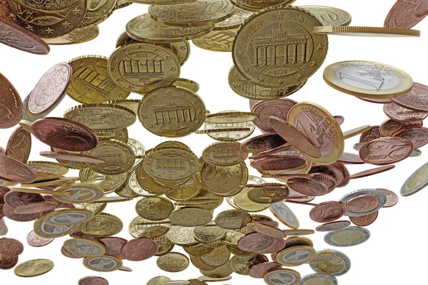 Euro Coins Isolated White Background Illustration — Stock Photo, Image