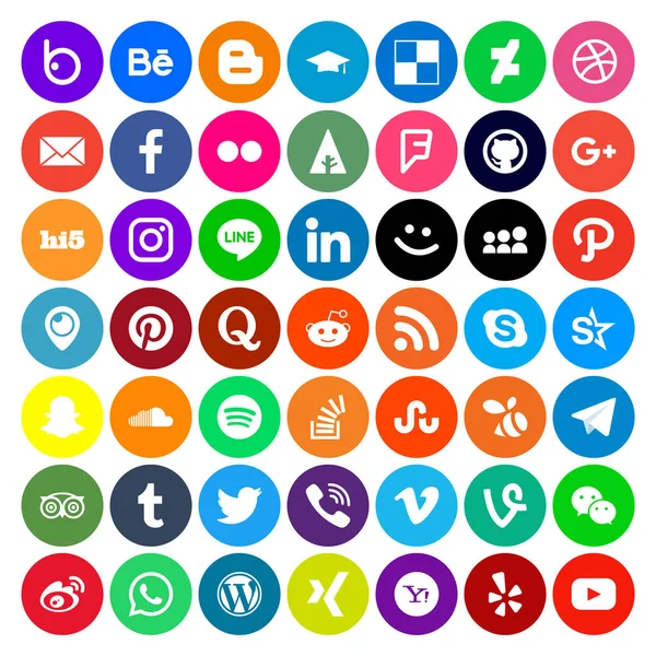 Ikony mediów społecznościowych okrągły styl — Wektor stockowy