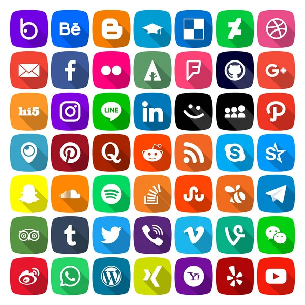 Stil der Social-Media-Ikone langer Schatten Stockillustration