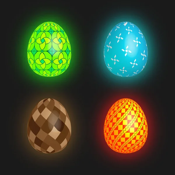 Easter Eggs Glow — Stock Vector