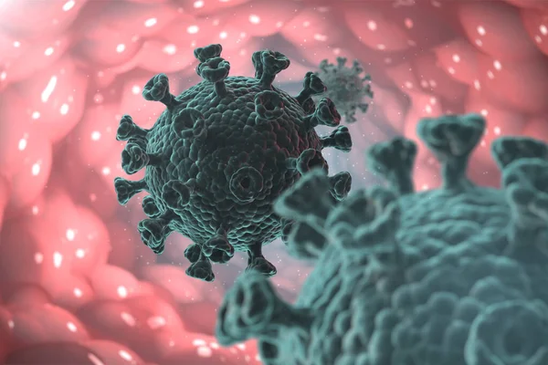 Uma ilustração mostrando um coronavírus nos alvéolos dos pulmões . — Fotografia de Stock