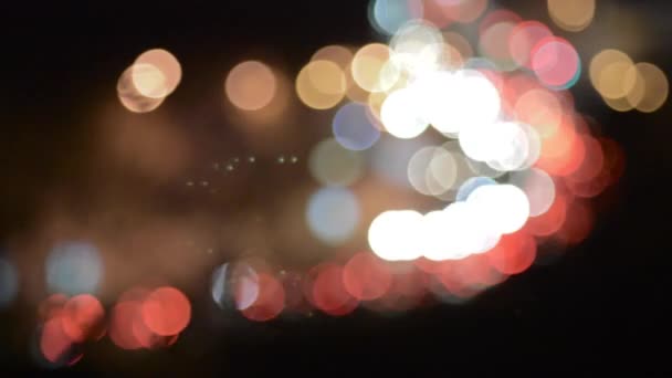 Θολή Κηλίδες Φωτός Φόντο Του Μια Μεγάλη Πόλη Bokeh Φόντο — Αρχείο Βίντεο