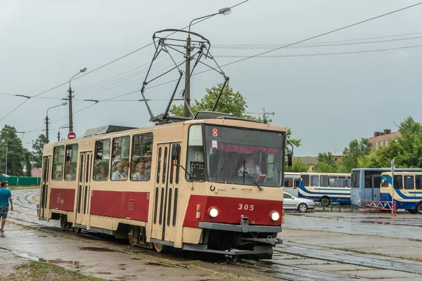 Kiev Ukraina Sommar 2019 View Old Tram Tatra Tramway City — Stockfoto