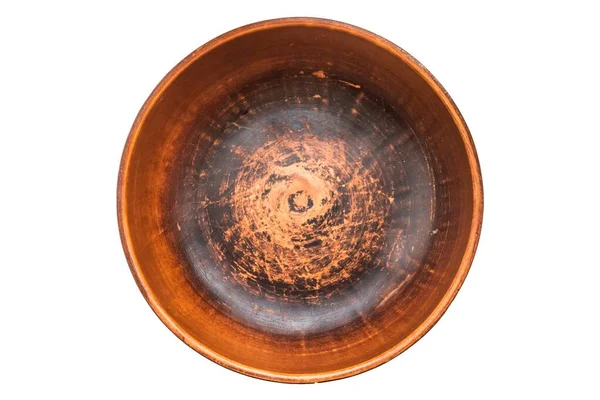 Çamur kasesi beyaza ıssız. Çamur kasesinin en üstteki görüntüsü..