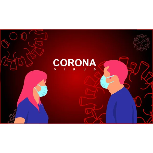 Mann Und Frau Weißen Medizinischen Gesichtsmaske Corona Virus Illustration Hintergrund — Stockvektor